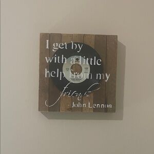 John Lennon Quote Vinyl Wall Plaque - Natural Wood